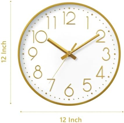 DAXSMY Wall Clock 14 Inch Gold Decorative, Battery Operated Silent - Image 3