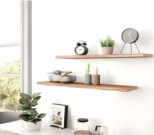 YYWUOJJ Wood Floating Shelves for Wall, Rustic Wall Shelves for Bedroom - Image 7