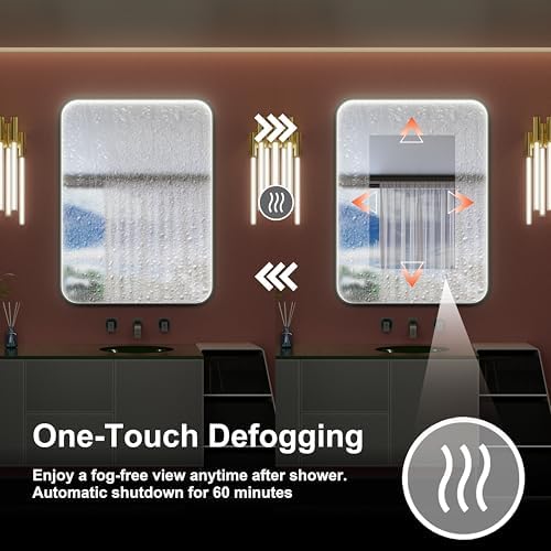 28"x36" Black LED Bathroom Mirror - Image 4