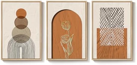 Large Framed Orange Boho Abstract Wall Art - Image 6