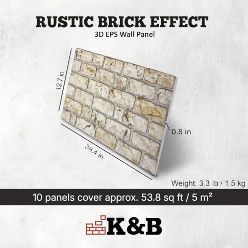 K&B Panels 3D Wall Panel, Realistic Rustic Brick Effect Styrofoam Wall Panelling - Image 3