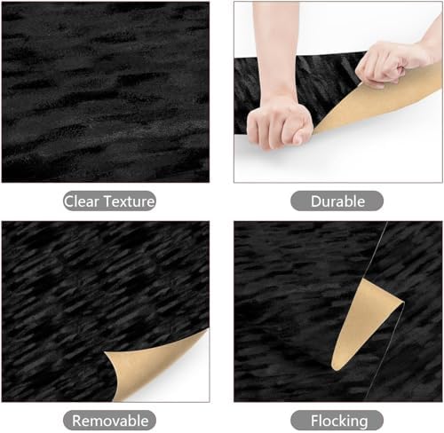 Onyx Black Velvet Wallpaper Peel and Stick Soft Textured Black Felt Contact - Image 6