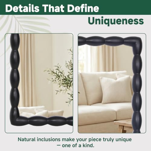36"x24" Rectangular Solid Wood Farmhouse Decorative Wall Mirror - Image 4