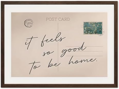 It Feels So Good To Be Home Wall Art, Vintage Positive Quote Postcard Wall by XIYHArt
