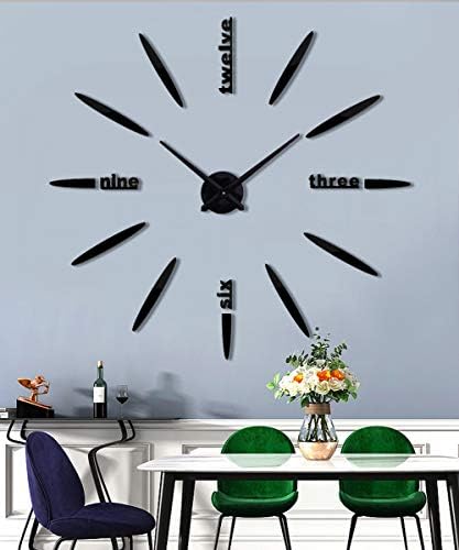 DIY Wall Clock, 3D Mirror Stickers Large Frameless Wall Clock Modern Design by SIEMOO