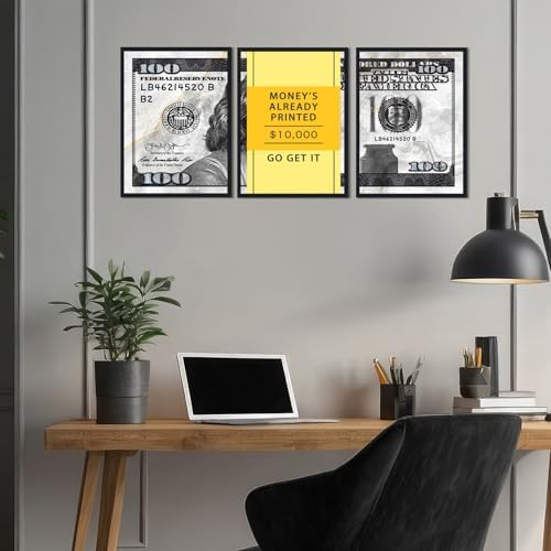 Black Framed Canvas Wall Art Benjamin Franklin 100 Dollar Money's Already - Image 3
