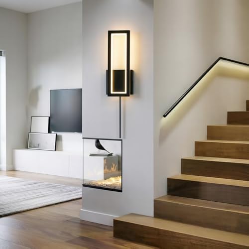 Plug in Wall Sconce Set of 2 Modern Indoor Wall Mount Light 3000K Warm Light - Image 4