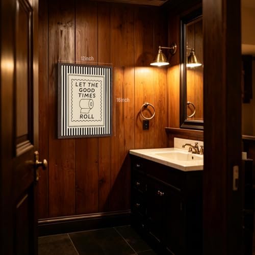 Cyebmo Funny Bathroom Wall Art, Let The Good Times Roll Toilet Paper Wall Decor - Image 4