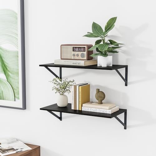 Heimlove 24W x 12D Deep Floating Shelves Set of 2 Black - Image 5