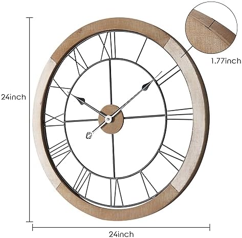 Oakrain Wall Clock for Living Room Decor, Rustic Clock Battery Operated - Image 2