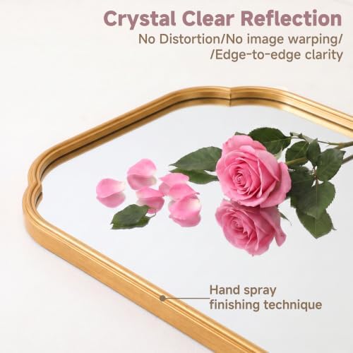 36"x24" Gold Bathroom Scalloped Mirror, Rust-Proof Metal Frame - Image 3
