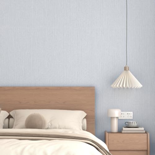 tiltil Textured Peel and Stick Wallpaper Gray Blue Grasscloth 15.7"×393" - Image 4