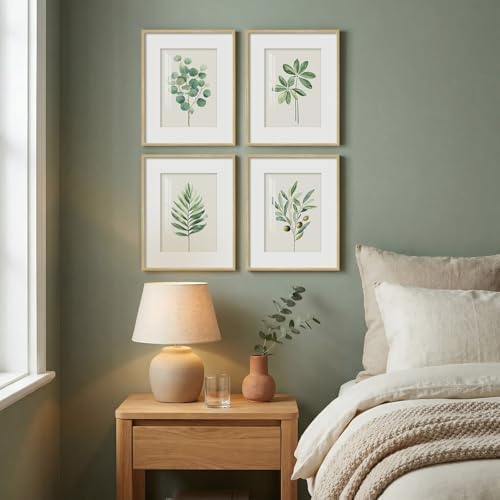 Framed Minimalist Sage Green Botanical Kitchen Wall art, 4 Piece 8x10 In - Image 4