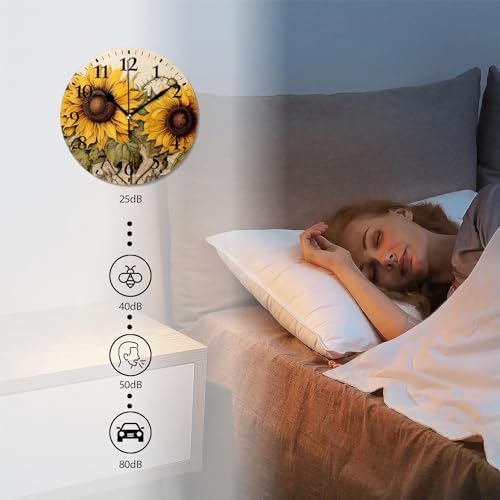 Round Analog Wall Clocks Non-Ticking Silent Clock Battery Operated Clcoks - Image 4
