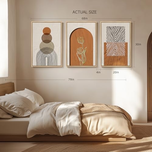 Large Framed Orange Boho Abstract Wall Art - Image 2