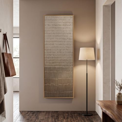 Large Framed Neutral Wabi Sabi Abstract Wall Art, Long Vertical 60x20 In - Image 4