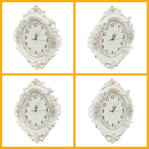Decorative Wall Clock, European Style Off-White Ellipse Wall Clock - Image 5