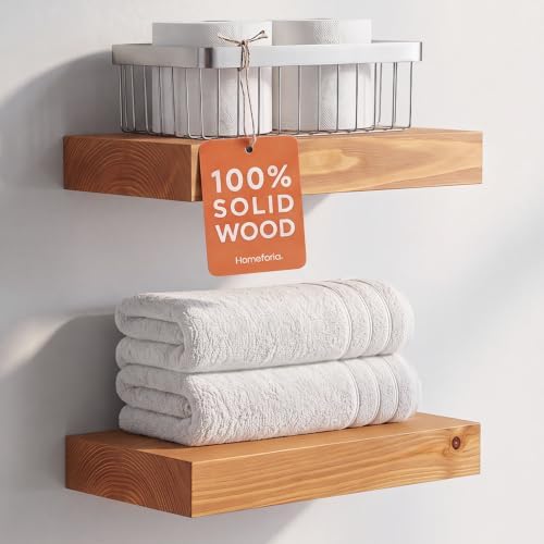 Homeforia 12 Inch Floating Shelves, High-End Solid Pine Wood by Homeforia