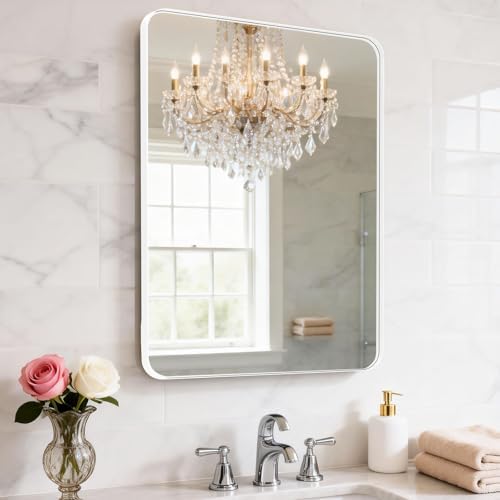 24" x 28" White Bathroom Mirrors by YYXW