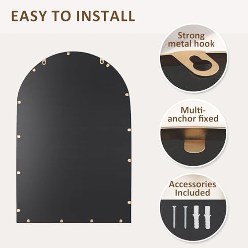 Antique Gold Arched Wall Mirror 24" x 36" - Image 5
