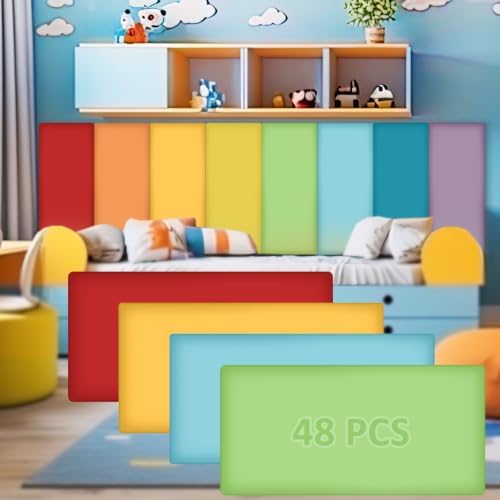 48 Pack Wall Padding Headboard 15.75" x 7.87" x 1.18" Rainbow Colors by Hahafelt