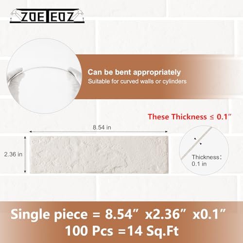 17 Pcs Faux Thin Brick Tiles Veneers, 2.38 Sq.Ft, Realistic Brick Texture and - Image 4