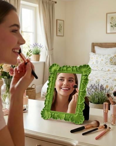 Framed Small Vanity Mirror for Dresser Nightstand Decor, Lawn Green - Image 2