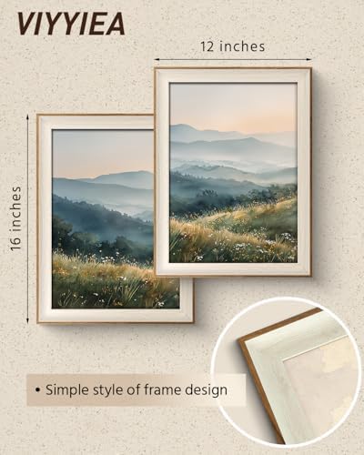 VIYYIEA Framed Moody Mountain Flora Landscape Wall Art Set, 12×16 Inch - Image 5