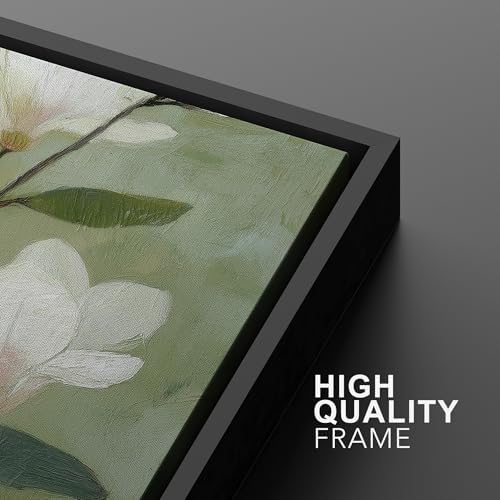 MUDECOR Framed Canvas Print Wall Art White Magnolia Floral Soft Green Botanical - Image 6