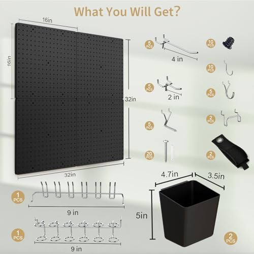 FZK Modular Plastic Peg Board Wall Organizer Kit - Image 2