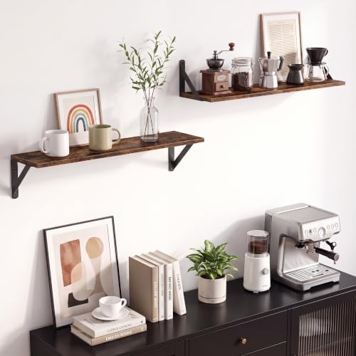 Shelves on wall 6" Deep, 24x6 Inch, Rustic Brown - Image 2