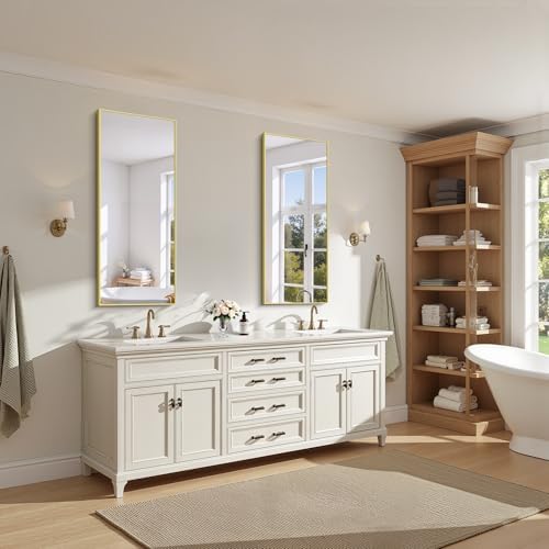 KOCUUY Gold Bathroom Mirror, HD Tempered Glass, Anti-Rust Frame, Modern Design - Image 2