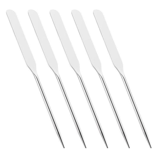 5 Pieces Stainless Steel Makeup Spatula Foundation Mixing Tool Eye Cream Spoon Foundation Spatula Cosmetic Skincare Spatula Nail Art Makeup Stirring Rod for Home Beauty Salon, Silver