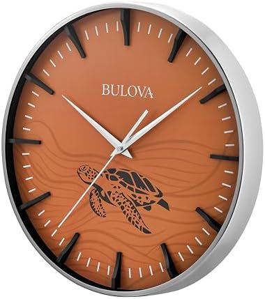 Bulova Clocks C4384 Loggerhead 16” Oversized Wall Clock – Satin Nickel Steel by BulovaCorporation