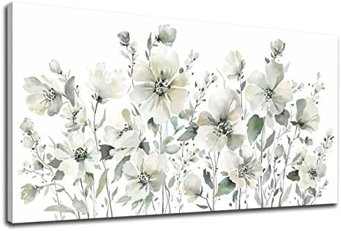 Elegant Flowers Wall Art Abstract Floral Pictures Wall Decor Modern Green by TigeridgeArt