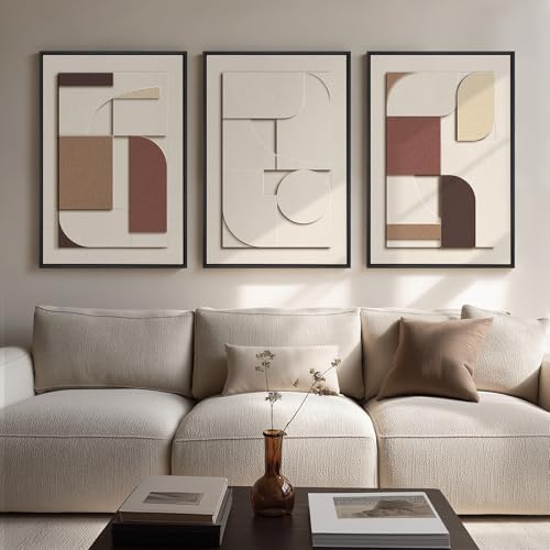 Large 3D Textured Neutral Abstract Framed Wall Art by Cuspin