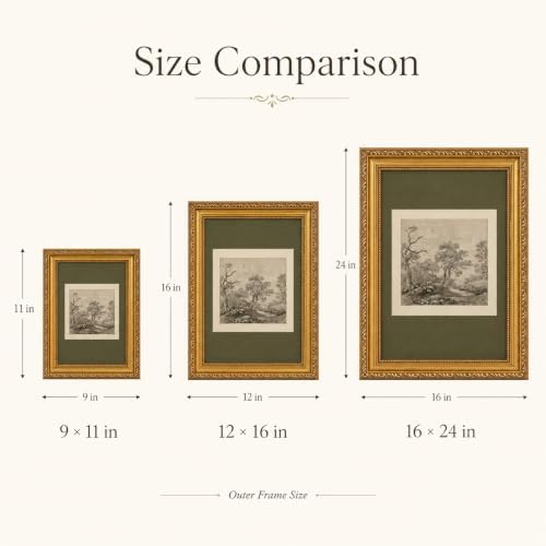 Ymsagrs Gold Frame Vintage Landscape Sketch Canvas Wall Art - Image 3