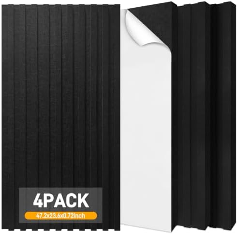 4 PCS Dual-Layer 0.72" Thickened Acoustic Wall Panels 47.2"x23.6" Self-Adhesive by BaseNoir