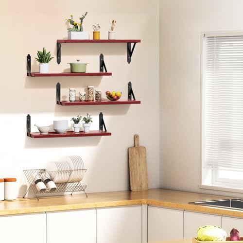 ROMGUAR CRAFT Wood Wall Floating Shelves Set of 4 - Image 5