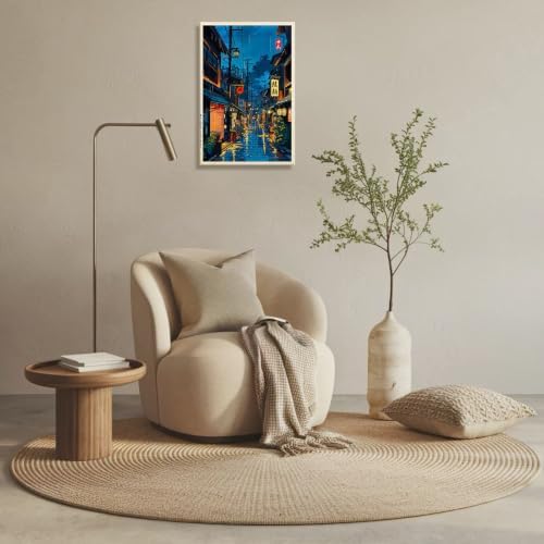 Wframed Rainy Japanese Street Canvas Wall Art 8x10in - Image 7