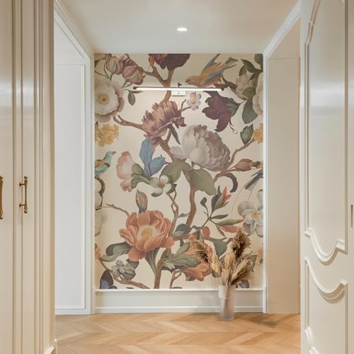 Zeeko Vintage Beige Floral Peel and Stick Wallpaper Mural - Image 5