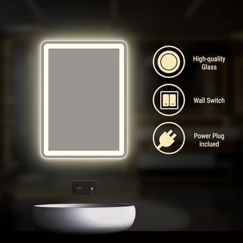 Rectangle LED Bathroom Mirror Luxury Vanity 20" X 28" Modern Decorative Premium - Image 3