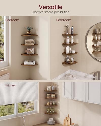 VASAGLE Floating Corner Shelves, 7.8 x 7.8 x 0.5 Inches - Image 5