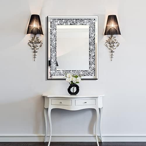 QMDECOR Crushed Diamond Mirror 16x20 Inch Silver Wall Decor - Image 5