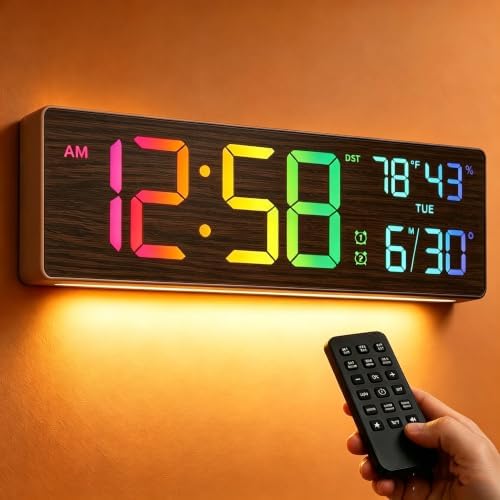 RGB Large Digital Wall Clock, 15.7" Digital Clock Large Display by Tarinks