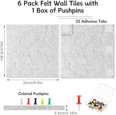 Cork Board Alternative 28" x 19", 6 Pack Felt Bulletin Boards, Pin Board - Image 3