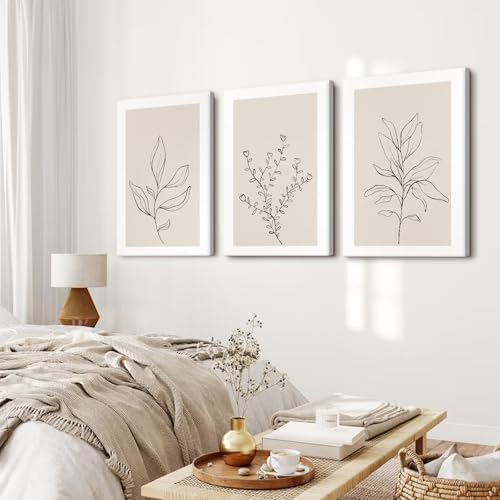 Botanical Wall Art Decor Neutral Wall Decor Boho Beige Canvas Wall Art - Image 5