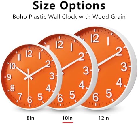 HZDHCLH 10 Inch WallClock Battery Operated Silent Non Ticking Orange Modern - Image 5