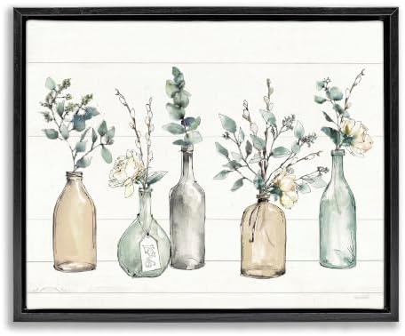 Botanical Bottles and Plants Vases, 16 x 20 Inch Canvas in Floater Frame by StupellIndustries