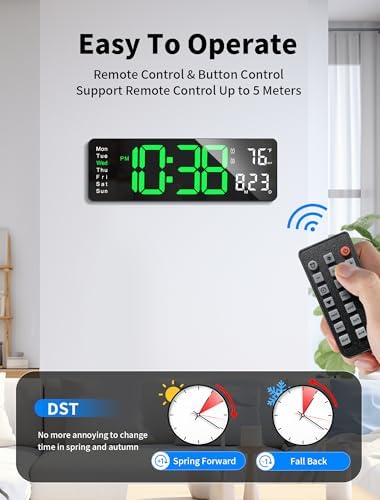 MASHI 16" Easy-Read Large Digital Wall Clock, 9-Color Night Light - Image 5